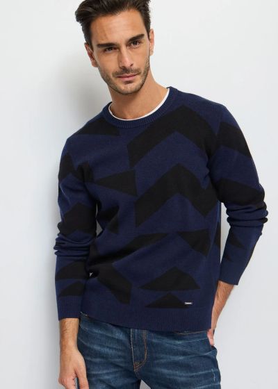 Men's sweater with geometric print GAUDI (SKU) 421GU53056