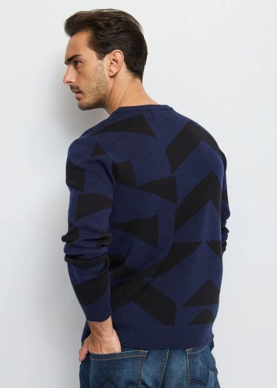  Men's sweater with geometric print GAUDI (SKU) 421GU53056