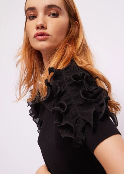 Women's blouse in black with ruffles GAUDI (SKU) 421FD53026
