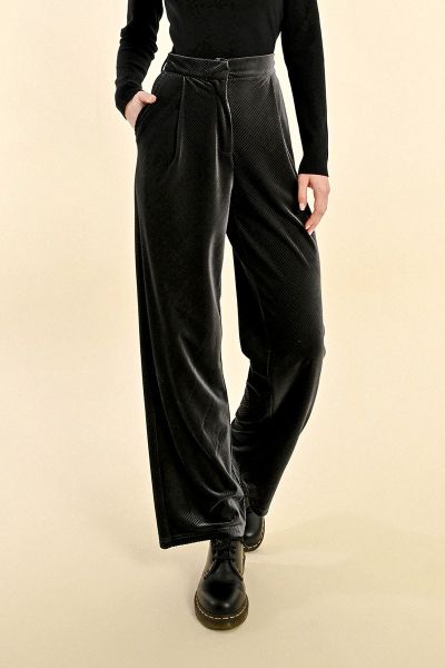 Women's velvet trousers in black MOLLY BRACKEN (SKU) T1695ACH