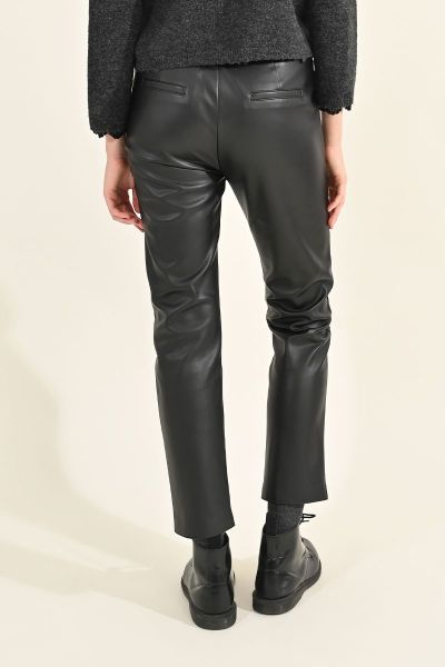 Women's straight trousers made of eco leather MOLLY BRACKEN (SKU) T1502CH