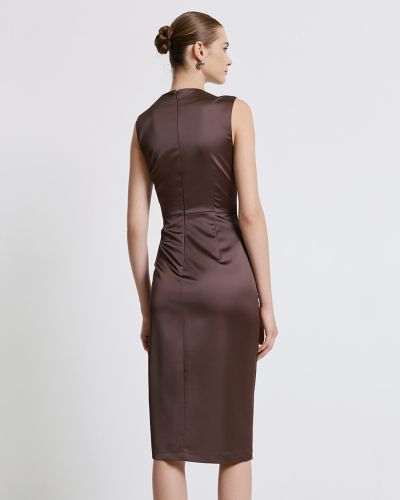 Дамска елегантна рокля в шоколадово кафяв цвят ACCESS FASHION (SKU) 3367