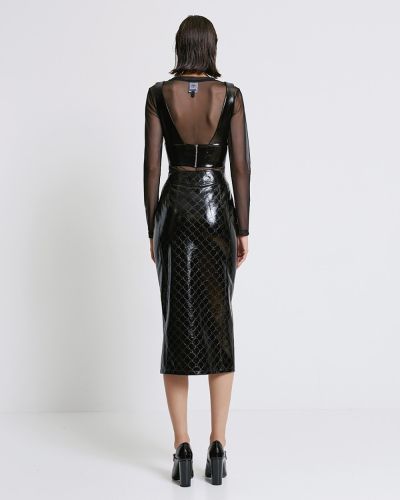 Дамска винилова миди пола с цип ACCESS FASHION (SKU) 6064