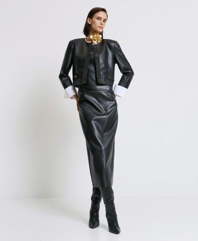 Дамско късо яке с кожено покритие ACCESS FASHION (SKU) 1050