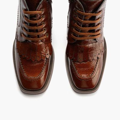Elegant women's boots caramel color with heel PITILLOS (SKU)10197