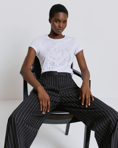 Дамска памучна тениска с декорации от кристали ACCESS FASHION (SKU) 2034