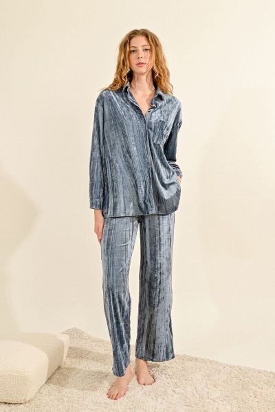 Women's velvet trousers with crumpled effect MOLLY BRACKEN (SKU) LAH166CN