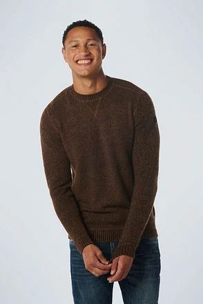 Men's sweater in brown melange NO EXCESS (SKU)21210918