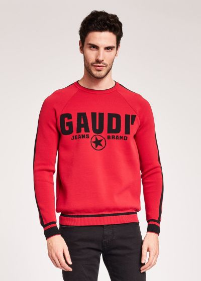 Men's sweater with logo print and contrasting edging GAUDI (SKU) 921BU53069