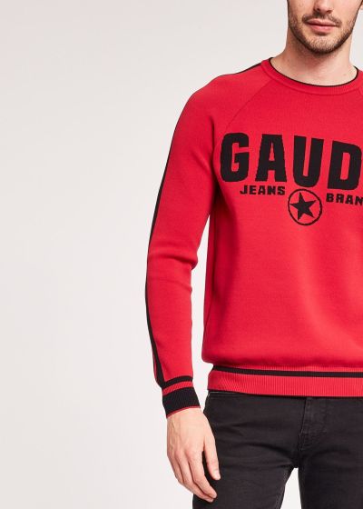 Men's sweater with logo print and contrasting edging GAUDI (SKU) 921BU53069