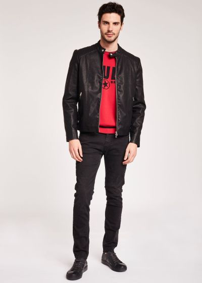 Men's sweater with logo print and contrasting edging GAUDI (SKU) 921BU53069