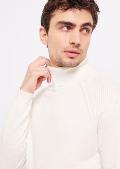 Men's Fine Polo Sweater in White GAUDI (SKU) 321GU53051