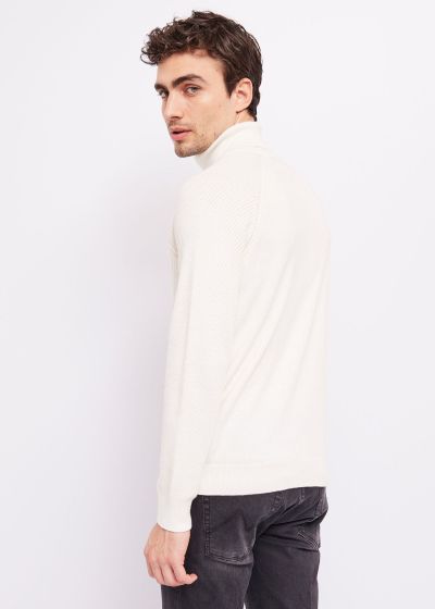 Men's Fine Polo Sweater in White GAUDI (SKU) 321GU53051