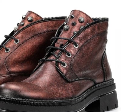 Women's ankle boot in burgundy with a copper shade DORKING (SKU) 9390