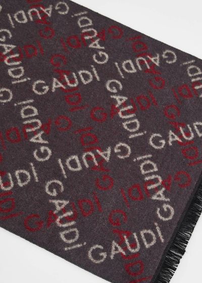 Men's scarf with print logo in brown color GAUDI (SKU) 11979.