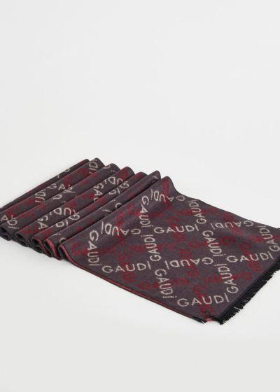 Men's scarf with print logo in brown color GAUDI (SKU) 11979.
