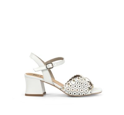 Elegant women's mid-heeled sandal in white DORKING (SKU)9457