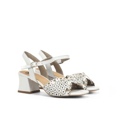 Elegant women's mid-heeled sandal in white DORKING (SKU)9457