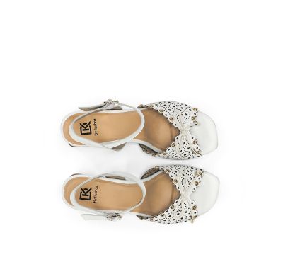 Elegant women's mid-heeled sandal in white DORKING (SKU)9457