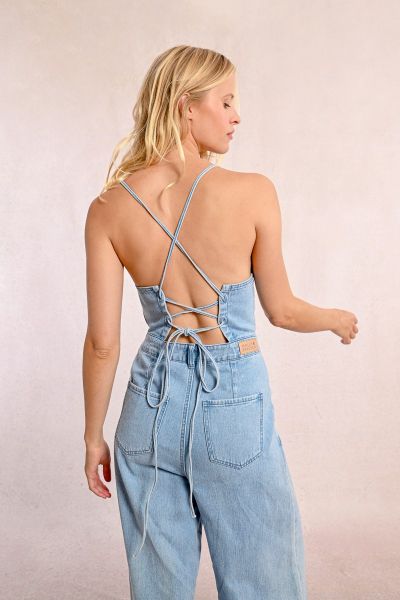 Дамски дънков гащеризон с гол гръб MOLLY BRACKEN (SKU) E1105DE
