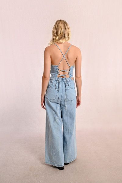 Дамски дънков гащеризон с гол гръб MOLLY BRACKEN (SKU) E1105DE